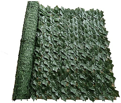 Hidyliu 1 rollo de seto artificial, protección visual de hiedra artificial, valla verde para jardín, vallas decorativas, exteriores, jardín, terraza y patio trasero (oscuro)