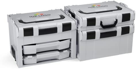 Bosch Sortimo L-BOXX Set Grau | Anpassbar mit Logo | L-BOXX 102, 238 & LS-BOXX 306 inkl. i-BOXX, LS-Schublade & Sortierset C3 | Werkzeugkoffer mit Einlage