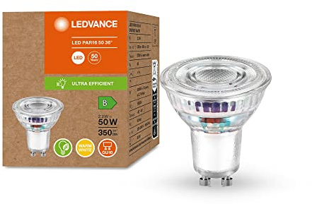 Ledvance LED Stromsparlampe, PAR16 Reflektor mit GU10 Sockel, Warmweiß (3000K), 2, 1 Watt, herkömmliche 50W-Leuchtmittel, besonders hohe Energieeffizienz und stromsparend, 6er-Pack, 4099854002960