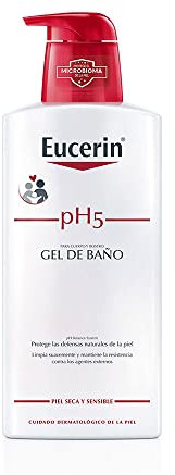 Eucerin pH5 Gel de baño (400 ml), suave limpiador de cara y cuerpo para uso diario y lavados frecuentes, espuma sin jabón para toda la familia, para pieles secas y sensibles