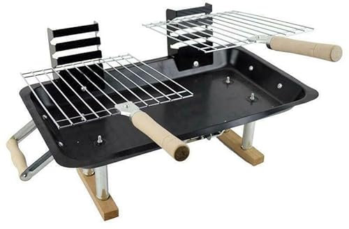 Portable Steel Hibachi BBQ Grill For Gardens Picnics Beach Camping Outdoor Charcoal Black