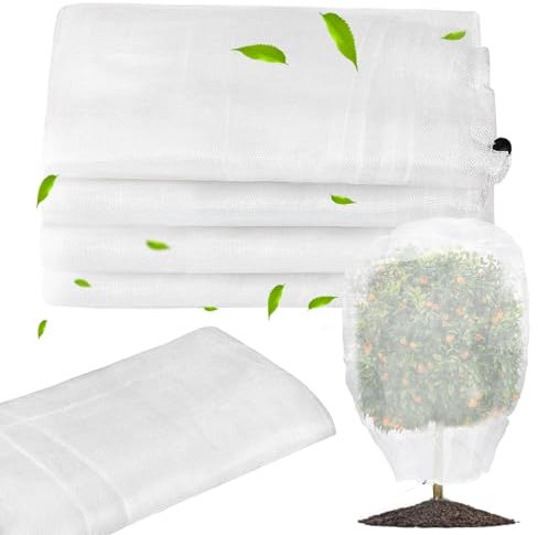 Sukh Schutznetz-Abdeckungen, Taschen – 3 Stück Netze für Tomatenpflanzen, Heidelbeerstrauch, Gartenpflanzen, Obst, Zitrusblumen, schützt Netzbeutel mit Kordelzug vor Vogelfressen