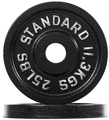 Signature Fitness Olympic Hantelscheibe aus Gusseisen, 5,1 cm, für Krafttraining und Gewichtheben, mehrere Größen