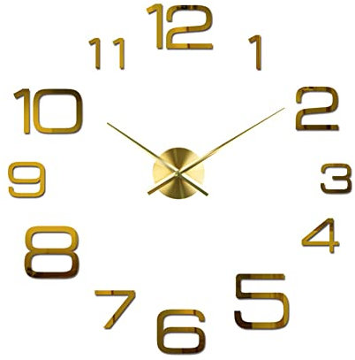 3D Wanduhr mit Spiegel Zahlen Aufkleber, 70cm-90cm Rahmenlose Wanduhren Modern Uhr Ohne Tickgeräusche große Wanduhr Acryl Wandtattoos für Zuhause Wohnzimmer Schlafzimmer Büro
