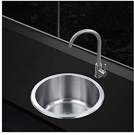 Évier Rond de Cuisine, évier Simple, Lave-Vaisselle, Petit évier Rond, Finement travaillé, Moulage Monobloc, Forte capacité de Charge (Couleur : Argent, Taille : 35 x 35 cm)