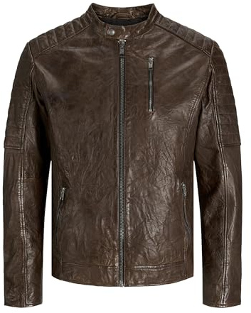 JACK & JONES Chaqueta de piel para hombre Jjerichard Noos, Color marrón., L