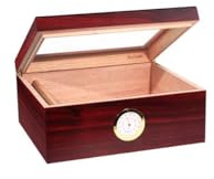 BigSmoke Zigarren Humidor mit Glasdeckel und Zedernholz Furnier, Befeuchter, Hygrometer und Trennwand - Schöne Zigarrenkiste für Einsteiger und Zigarrenliebhaber - Braun