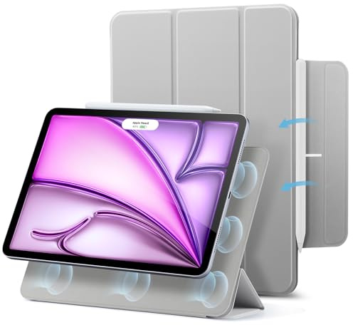 ESR für iPad Air 13 Zoll Hülle (M4/M3/M2), iPad Pro 12.9 Hülle, Grau | Trifold Zwei Wege Ständer, Starke Magnetbefestigung, Langlebiger Schutz, Rebound Serie