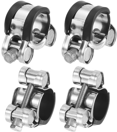 sourcing map T-Bolt Hose Clamp, 4Pcs 20-22mm Adjustable Stainless Steel Rubber Cushioned Intake Intercooler Pipe Clamps Hose Clip for Industrial