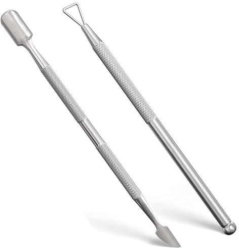 DOETYD 2 Stück Nagelhautschieber aus Edelstahl, Nagelhautschäler, 2 in 1 UV-Gel-Nagellackentferner professioneller Doppelkopf-Nagelschieber, Werkzeug für Fingernägel und Zehennägel