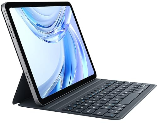 CHESONA Tastatur Hülle für iPad Air 11(M4/M3/M2), Air 5/4, Pro 11(1-4 Gen) | Magnetische Tastatur, Ultra-Schlank & Leicht, 868H Betriebsdauer, Einstellbare Winkel, QWERTZ Deutsches Layout, Grau