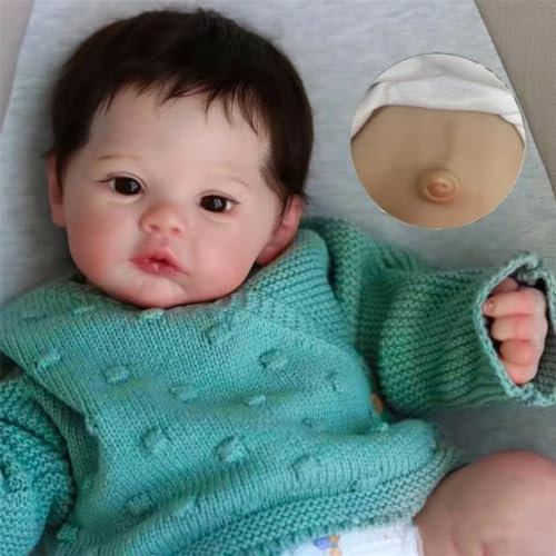 Zero pam Reborn Baby Mädchen-45CM Reborn Baby Vollsilikon Lebensecht Babypuppe Wie Echtes Babypuppe Silikon Baby Puppe Lebensechte Puppe Mit Zubehör