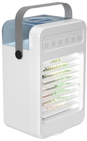Climatiseur portatif, climatiseur portatif à 4 vitesses, ventilateur de refroidisseur d'air évaporatif oscillant de 600ml à 75 ° pour voiture de bureau intérieure