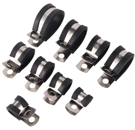 UALXPAO 10 Stück Gummierte P-Clips R-Typ Rohrschelle Kabelmontage Schlauchschelle Schlauchschelle Feste Klemme Rohrhalterung Rohrschellen(10mm)