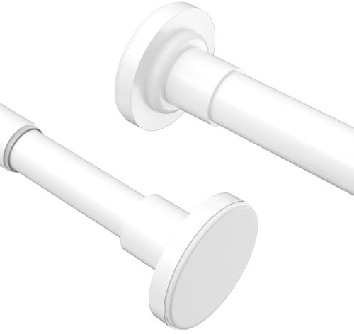 Yeabett 2 Pezzi Asta Estensibile per Tende, Asta per Tenda Doccia da 48-119,4cm, Aste di Tensione per Tende, Senza Foratura, Antiscivolo, Antiruggine, Bianco