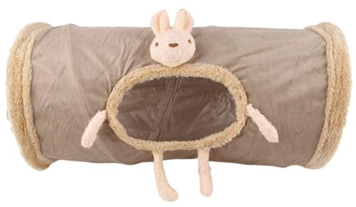 Guckloch Katzentunnel, Kätzchen Big Tunnels Bett, Katzenspielzeug Tunnel, Fleece Katzentunnel, Katzentunnelbett, Faltbarer gerader Katzentunnel mit Plüsch im Inneren für Kätzchen, Frettchen, Welpen