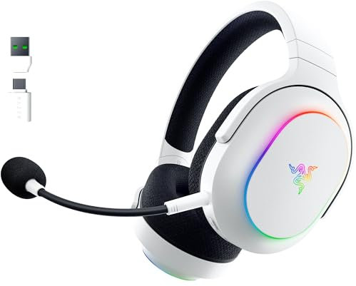 Razer Barracuda X Chroma - Wireless Multi-Platform Gaming Headset with 6 Zone Chroma RGB (SmartSwitch Hyperspeed & Bluetooth, 40mm Drivers, Detachable HyperClear Cardioid Mic) White