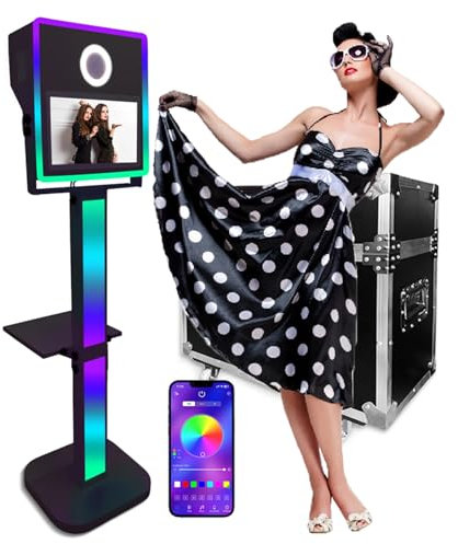 Photomaton Miroir Avec écran Tactile 15,6,Photomaton Avec Appareil Photo Reflex Numérique Et étui De Transport Pour Location De Mariage,Mini Pc (8 Go + 128 Go) + Windows 10 + Lumière Rvb,Black