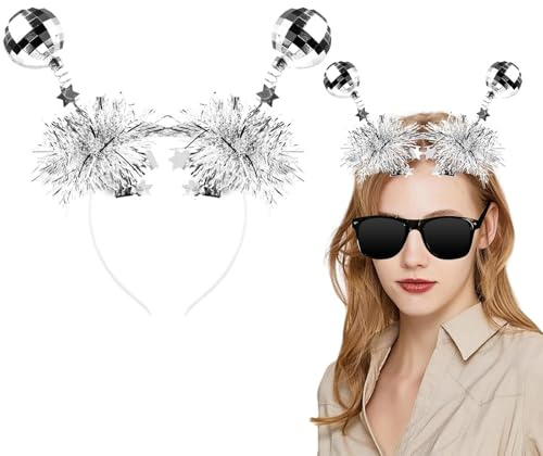 YUYWWAN Alien Haarreif, Weltraum Antennen Haarreifen Alien Kopfschmuck, Discokugel Haarreif Karneval Weltall Accessoires, Space Haarreif für Karnevalsparty Kostüme Zubehör