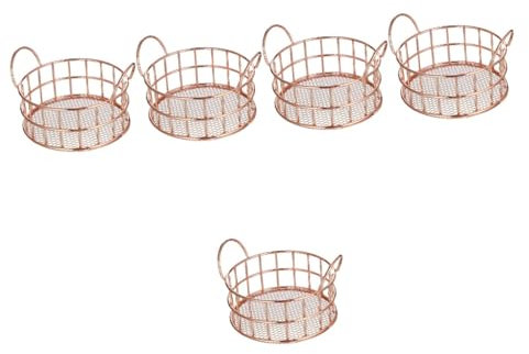 BUGUUYO 5pcs Metal Art Basket Storage Box Lids Desktop Organizing Basket for Cosmetics Snacks Home