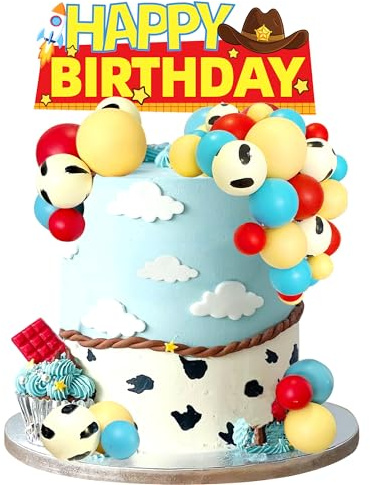 Balls Cake Toppers Blue Orange Birthday Cake Decorations for Baby Shower Birthday Cake Decorating (Cartoon story)