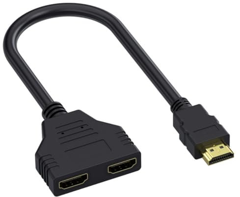 JeeGoWooss HDMI Splitter 1 in 2 Out Cable Adapter, Splitter 1 in 2 Out HDMI Splitter Cable, 1080p Male to Dual Female 1 to 2 Way Distributor for TV, HDMI HD,LED,LCD,DVD,Plug and Play (Black, 11.81in)