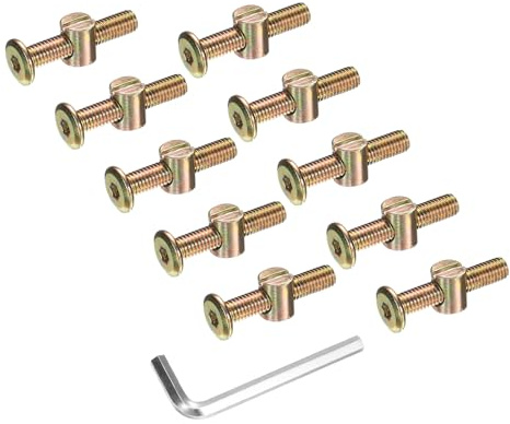 sourcing map 10 bulloni per telaio del letto, M8 x 40 mm, viti a testa esagonale, con dadi a barilotto, kit di ricambio e chiave esagonale M5 per mobili, letti, sedie