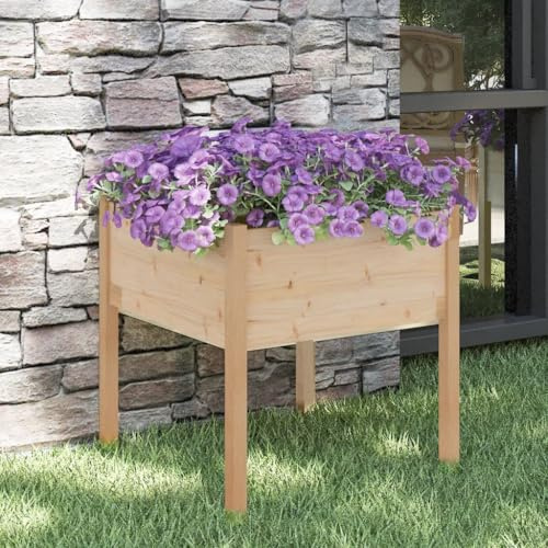 HaoChrymec Maceta de Madera Maciza de Pino, Jardineras de Exterior, Huerto Urbano, Macetas Balcón, 70x70x70 cm, Resistente a la Intemperie