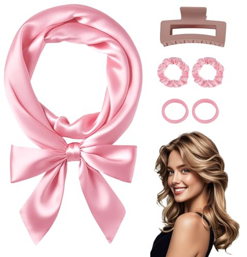Ystrybo Heatless Curls Lockenwickler über Nacht, Locken ohne Hitze Heatless Overnight Curls Band für lange Haare, Lokenband Haar Loken über Nacht, 6 PCS Haarnudel Lockenwickler ohne Hitze Set - Rosa