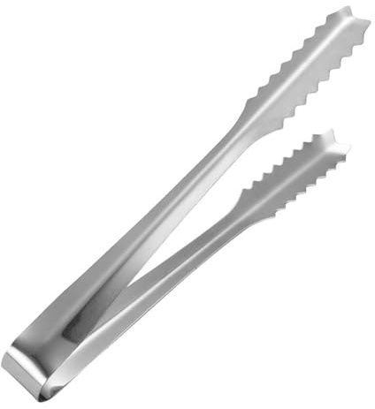 Baxnore Pontas de hielo de acero inoxidable con dientes, porción de pinzas para hielo Cubos Aperitivos de azúcar Cerrada de cocina de agarre seguro para la cafetería Fiesta de la b