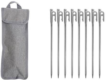 Zelthering aus Edelstahl, robuster Hering mit Tasche für Camping, Strand, Vordächer und Outdoor-Anker, Edelstahl, Camping-Zelt