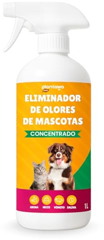 PLANTAWA Eliminador de Olores de Mascotas Concentrado 1L | Limpiador enzimático para orina perros y gatos | Neutralizador de olores hogar, alfombras, sofás y coche | Fórmula eficaz y segura
