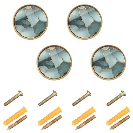Küchenschrankknäufe und -griffe, Marmor, Grün, Grau, Küchenknöpfe für Tür und Schublade, 3,2 cm, 4 Stück