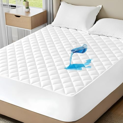 LOOMERIG 100% Waterproof Mattress Protector Super King Size – Extra Deep 40cm Fitted Skirt, Breathable & Anti-Allergy Mattress Cover for Ultimate Comfort (White, 182x200cm)