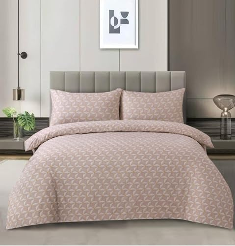 THREAD & TAILOR 4 Piece Duvet Cover Set Double Bedding Set with Fitted Sheet & Pillowcases Reversible Quilt Cover Set Microfiber Double Bed Set UK (GEO LUXE, Double)
