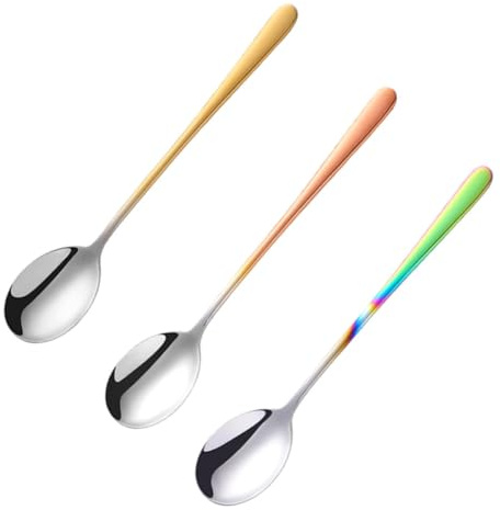 CANIGHT 3 Cucharas Soperas para Servir Mango Largo de Acero Inoxidable Acabado Pulido y Diseño Elegante, Ideales para Té y Café Hogar