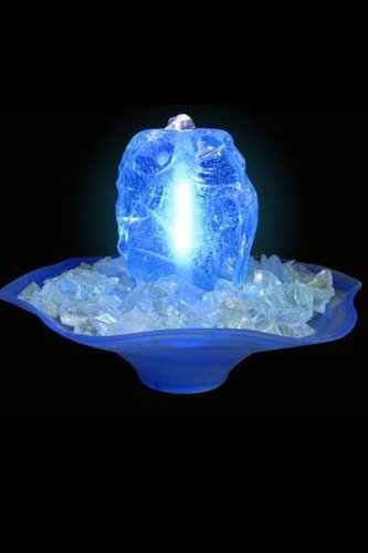 Glasbrunnen Blue Night mit Beleuchtung (Schalenfarbe: Blau)