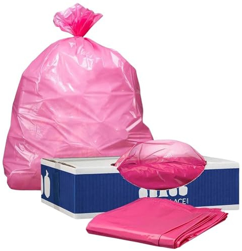 Plasticplace Bolsas de basura de 32 a 33 galones, 1.5 mil, bolsas de basura rosas, 33 x 39 pulgadas (100 unidades) (W33PNK15)