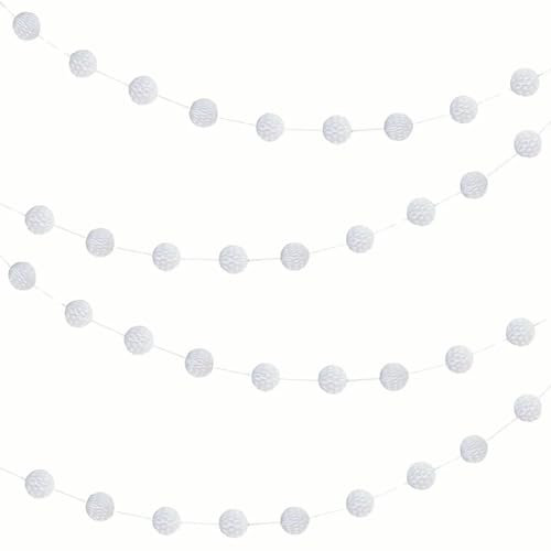 Vibrant White Paper Honeycomb Ball Garland (2 Meters) 1 Piece - Elegant Party Decoration for Events and Celebrations, 7'
