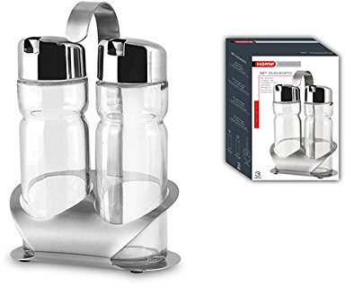 Home Oil Bottle with Stopper, Set of 2, Stainless Steel, Transparent, 12 x 8 x 12 cm