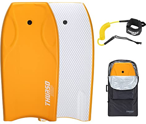 Thurso Surf 106,7 cm léger Bodyboard Comprend Pro double pivotant Bodyboard Laisse et Lux Bodyboard Sac. EPO Core en polyéthylène à haute densité Slick en bas, du pont de Ixpe. Azure et Sky, mandarine