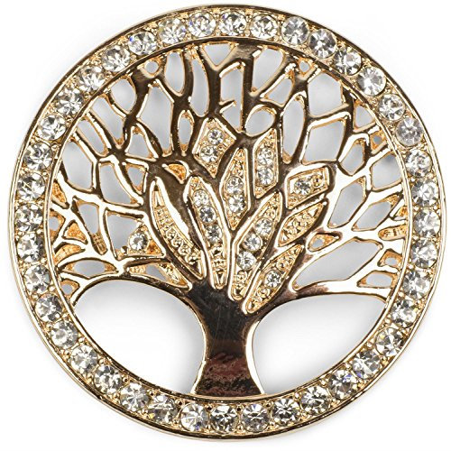styleBREAKER Lebensbaum Magnet Schmuck Anhänger für Schals, Tücher oder Ponchos mit Strassteinen, Brosche, Damen 05050029, Farbe:Gold