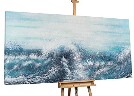 KunstLoft® XXL Gemälde 'Seele des Meeres' 200x100cm | original handgemalte Bilder | Modern Meer Blau Weiß | Leinwand-Bild Ölgemälde einteilig groß | Modernes Kunst Ölbild