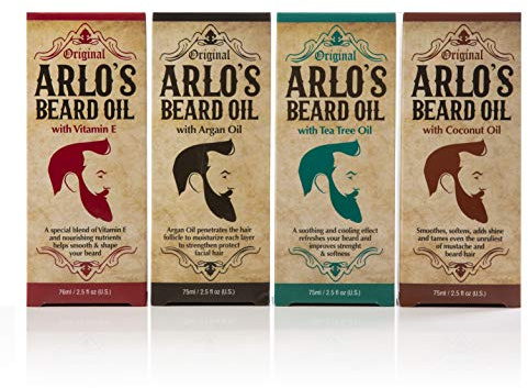 Arlo's Beard Oil Includes - Argan Tea Tree Vitamin E and Coconut (4 Pack)
