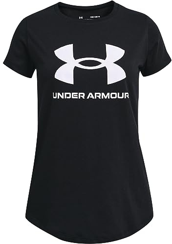 Under Armour Girls Live Sportstyle Short Sleeve T-Shirt Black/White 11-12 Years