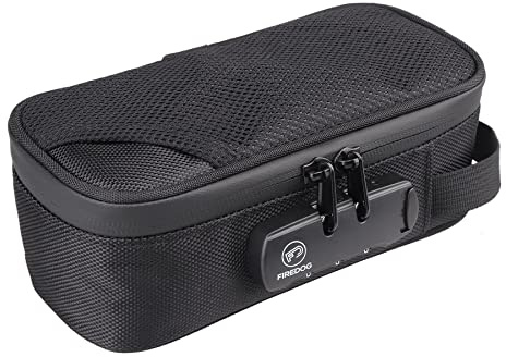 FIREDOG Smell Proof Bag with Combination Lock, Black Odor Proof Pouch Nylon Stash Bags for Travel Storage