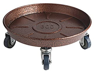 YiHYSj Rund Blumentopf-Ständer auf 4 Rollen Pflanzenständer für Pflanzentöpfe und Blumen Transporthilfe für Pflanzen Topfpflanzenständer für den Garten, Balkon oder Terrasse - 100 kg (Copper,28cm)