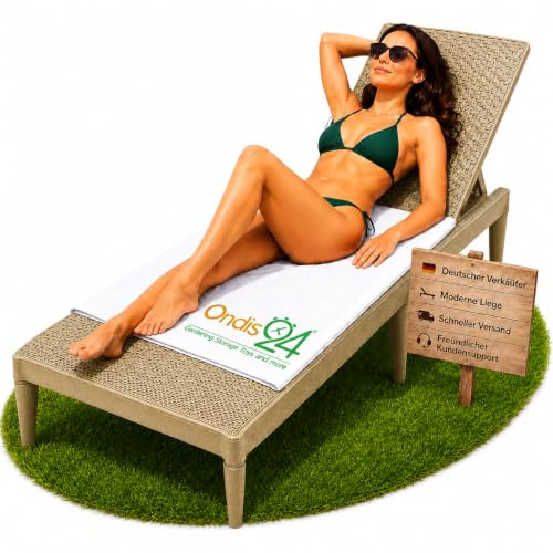 Ondis24 Gartenliege Milan Sonnenliege verstellbares Kopfteil, Relaxliege aus Kunststoff, Flache Rattan-Optik (ohne Kissen, Cappuccino)