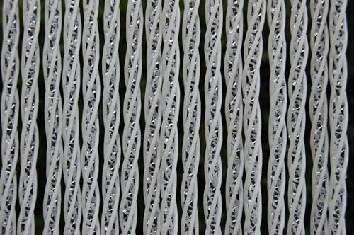 La Tenda Türvorhang XL Lucca 3 Raumteiler Fliegenvorhang Streifenvorhang weiß transparent, Maße:120 x 230 cm