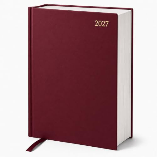 Top Sale Jahresplaner 2023, A4/A5, Tag A Seite/Wochenansicht, mit Hardcover, A4, zwei Seiten pro Tag, Burgunderrot)